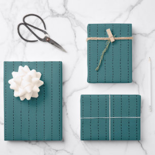 Gestrichelte Linien auf Türkis Geschenkpapier Set