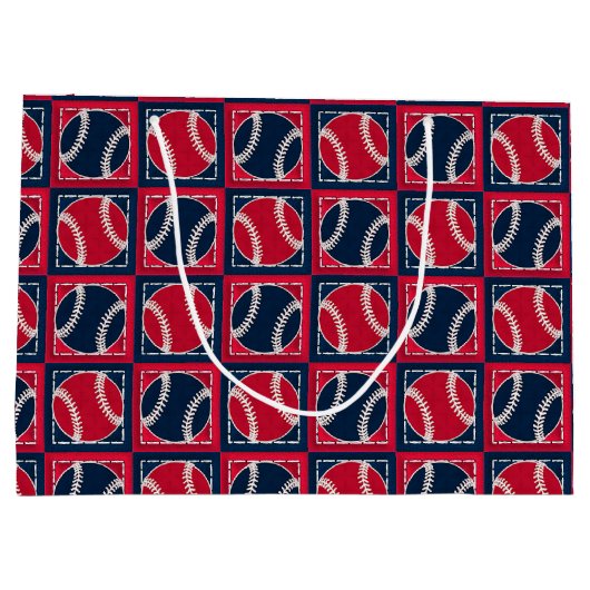 Gestrichen Baseballs 01-GIFT BAG L Große Geschenktüte (Rückseite)