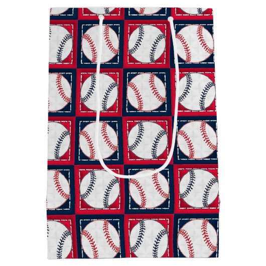 Gestrichen Baseballs 02-GIFT BAG m Mittlere Geschenktüte (Rückseite)