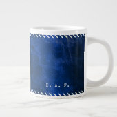 Gestrichen genähter blauer Leder-Look Archivist Jumbo-Tasse (Rechts)