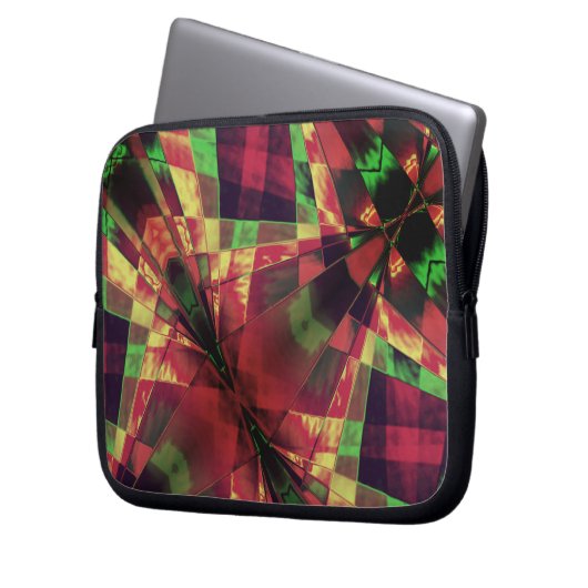 Gestricke, eingefasste Rechtecke, farbige "Deckkra Laptopschutzhülle (Vorderseite Links)