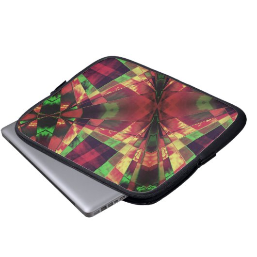 Gestricke, eingefasste Rechtecke, farbige "Deckkra Laptopschutzhülle (Vorne Knopf)