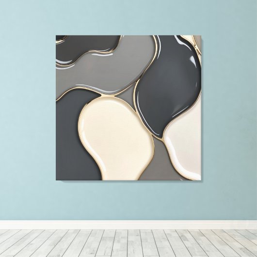 Gestricke Leinwand in stylischer Grafik (Insitu (Holzboden))