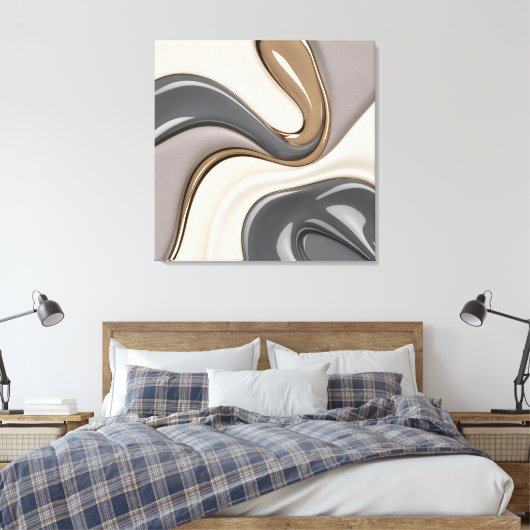 Gestricke Leinwand in stylischer Grafik (Insitu (Schlafzimmer))