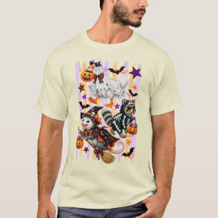 Gestrickelter Halloween Verrückter Gans Waschbär O T-Shirt