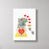 Gestrickte Canvas Print Valentine's Day Elephant Leinwanddruck (Vorderseite)