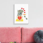 Gestrickte Canvas Print Valentine's Day Elephant Leinwanddruck (Insitu (Wohnzimmer))