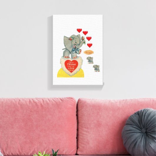 Gestrickte Canvas Print Valentine's Day Elephant Leinwanddruck (Insitu (Wohnzimmer))