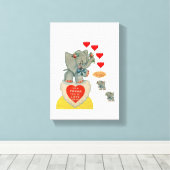 Gestrickte Canvas Print Valentine's Day Elephant Leinwanddruck (Insitu (Holzboden))