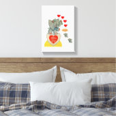 Gestrickte Canvas Print Valentine's Day Elephant Leinwanddruck (Insitu (Schlafzimmer))