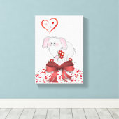 Gestrickte Canvas Print Valentine's Day Elephant Leinwanddruck (Insitu (Holzboden))