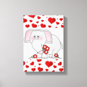 Gestrickte Canvas Print Valentine's Day Elephant Leinwanddruck