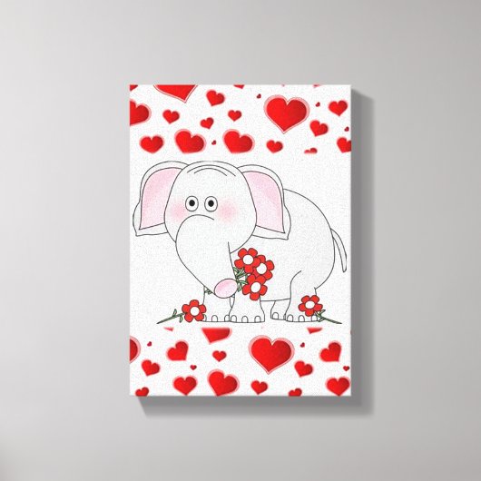 Gestrickte Canvas Print Valentine's Day Elephant Leinwanddruck (Vorderseite)