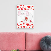 Gestrickte Canvas Print Valentine's Day Elephant Leinwanddruck (Insitu (Wohnzimmer))