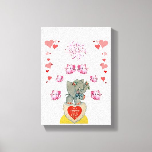 Gestrickte Canvas Print Valentine's Day Elephant Leinwanddruck (Vorderseite)