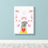 Gestrickte Canvas Print Valentine's Day Elephant Leinwanddruck (Insitu (Holzboden))