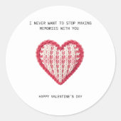 Gestrickte Herz Valentinstag Runder Aufkleber (Vorderseite)