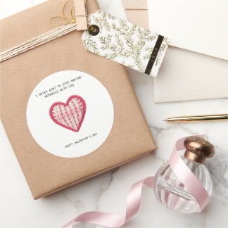 Gestrickte Herz Valentinstag Runder Aufkleber