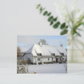 Gestrickte Hütte im Schnee Postkarte (Stehend Vorderseite)