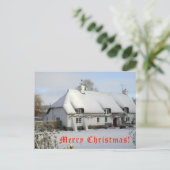 Gestrickte Hütte im Schnee Weihnachten Postkarte (Stehend Vorderseite)