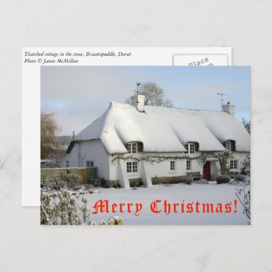 Gestrickte Hütte im Schnee Weihnachten Postkarte (Vorne/Hinten)