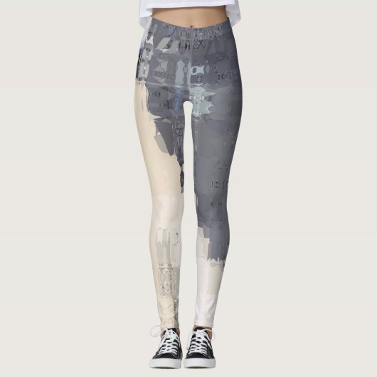 Gestrickte Natur/blaue Creme Leggings (Vorderseite)