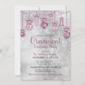 Gestrickte Ornamente Silver Bokeh Weihnachten Einladung (Vorderseite)