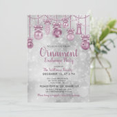 Gestrickte Ornamente Silver Bokeh Weihnachten Einladung (Stehend Vorderseite)