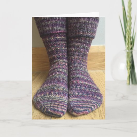 Gestrickte Socken-Gruß-Karte Karte (Vorderseite)