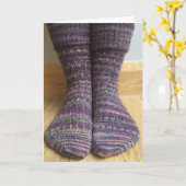 Gestrickte Socken-Gruß-Karte Karte (Gelbe Blume)