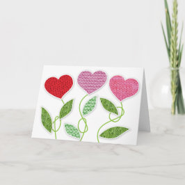 Gestrickte Valentine-Blumen Feiertagskarte