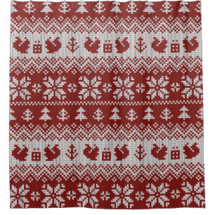 Gestrickte Weihnachten vintage nahtlose dekorative Duschvorhang