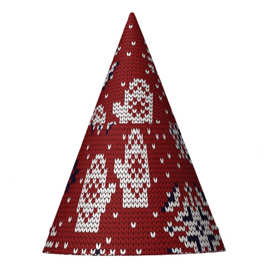Gestrickte Winter-Weihnachts-Dekorationsmuster Partyhütchen (Vorderseite)