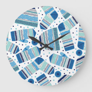 Gestrickte Winterkleidung: Cozy nahtloses Muster. Große Wanduhr