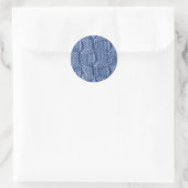 Gestrickte Wollquadrate blau Runder Aufkleber (Tasche)