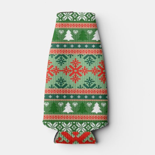 gestrickter hässlicher Weihnachtspulli Flaschenkühler (Vorderseite)