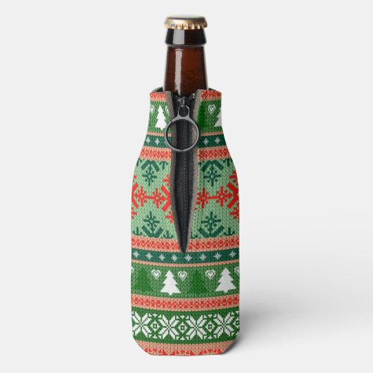 gestrickter hässlicher Weihnachtspulli Flaschenkühler (Flasche Rückseite)
