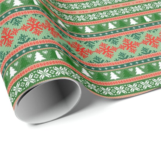 gestrickter hässlicher Weihnachtspulli Geschenkpapier (Rolleneckpunkt)