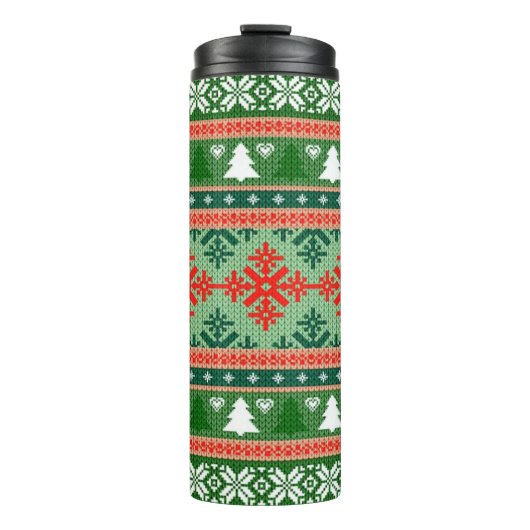 gestrickter hässlicher Weihnachtspulli Thermosbecher (Vorderseite)