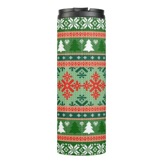 gestrickter hässlicher Weihnachtspulli Thermosbecher (Rückseite)