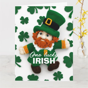Gestrickter Leprechaun St. Patrick's Tag 2024 Karte