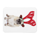 Gestrickter Mops mit Rentier Antlers Magnet (Horizontal)