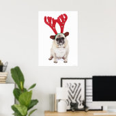 Gestrickter Mops mit Rentier Antlers Poster (Heimbüro)