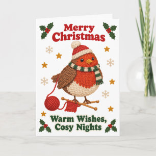 Gestrickter Rotkehlchen-Weihnachtsgruß für warme N Karte