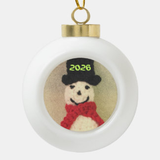 Gestrickter Schneemann-Weihnachtsschmuck Keramik Kugel-Ornament