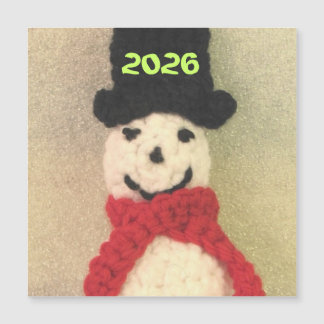 Gestrickter Schneemann-Weihnachtsschmuck Magnetkarte