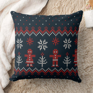 Gestrickter Weihnachtskissen mit Bäumen und Schnee Kissen