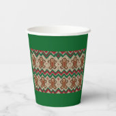 Gestrickter Weihnachtsmann-Weihnachtsmuster Pappbecher (Rückseite)