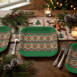 Gestrickter Weihnachtsmann-Weihnachtsmuster Pappteller