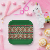 Gestrickter Weihnachtsmann-Weihnachtsmuster  Pappteller (Party)